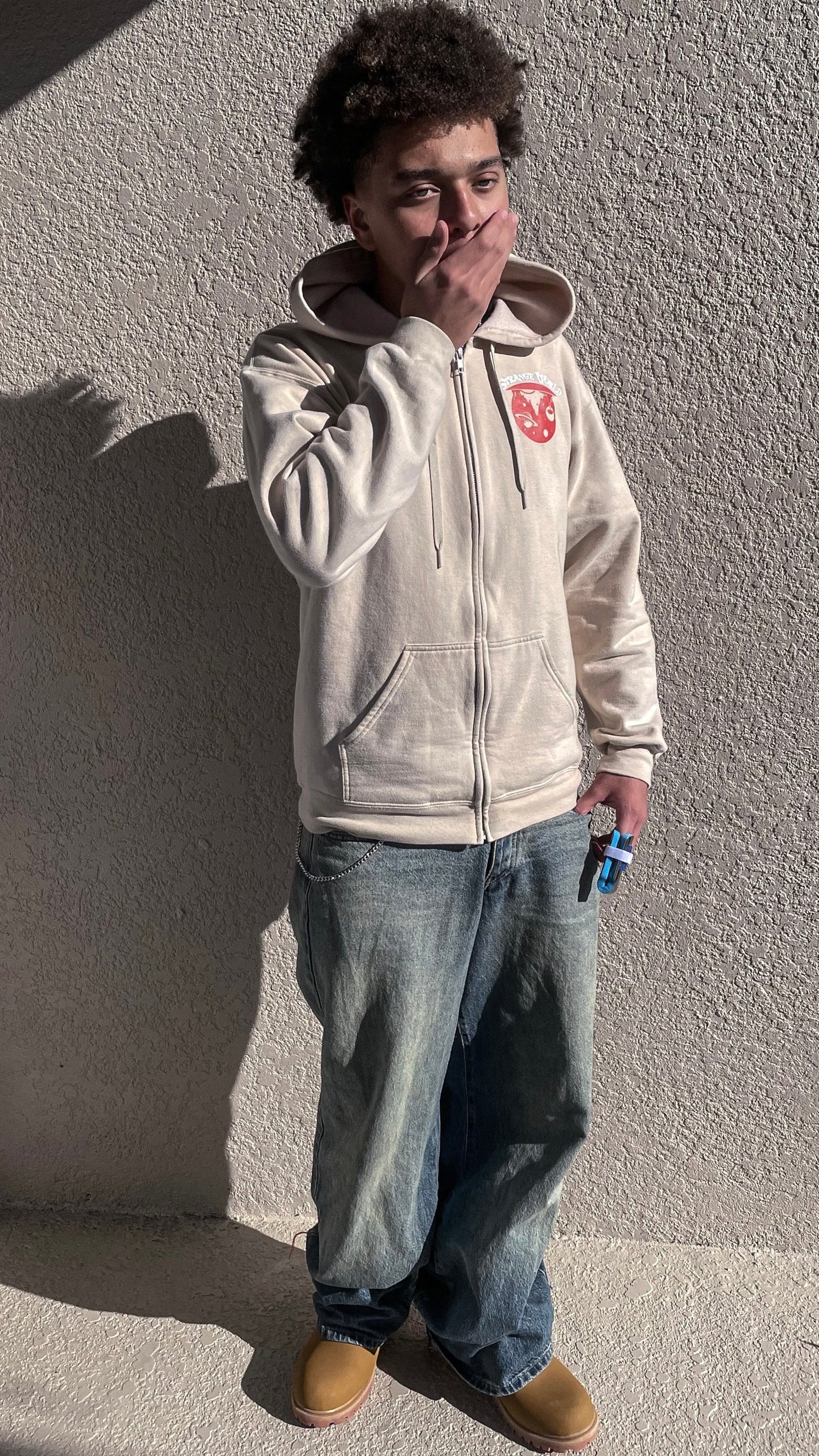 StrangeWrld Logo Zip Up (Cream)